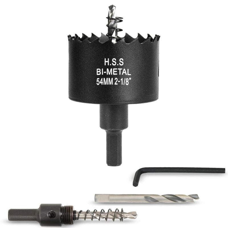 VIKITON 2-1/4 Inch Hole Saw with Arbor for Wood Metal Plastic, 2.25 in Bimetal Hole Cutter, Fast Chip Removal, Smooth Flat Drilling Edge, Lightweight & Portable (Black) - Image 1